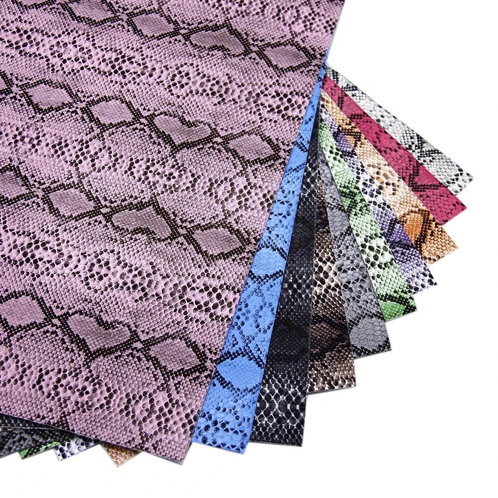 

10Pcs Snake Patterns Laser Faux Leather Fabric Sheets For Making Earrings Handbags Hair Accessories,1Yc8290