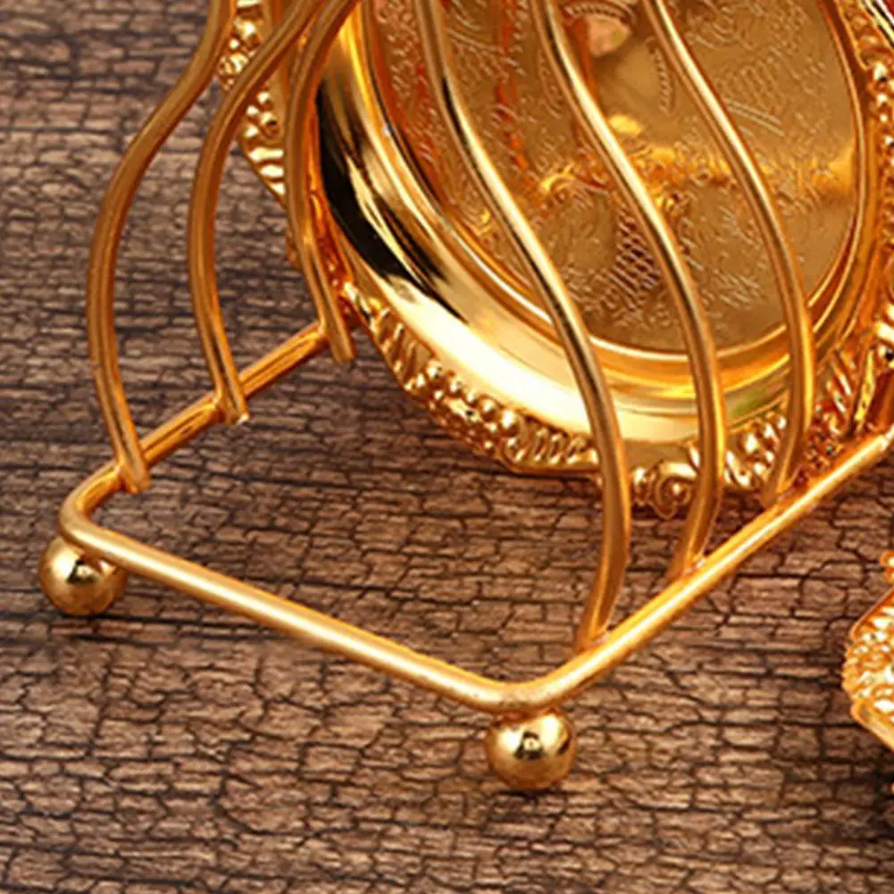 

1 rack+6 plate Set Mini Cake Plates Vintage Alloy Elegant Shape Golden Color Dessert Plate Party decoration tray storage rack