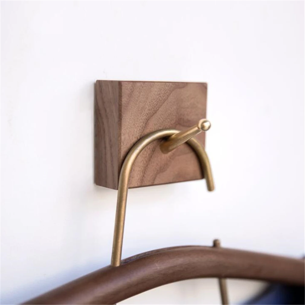 Квадратный крючок из ореха для домашнего декора латунные крючки цельного дерева