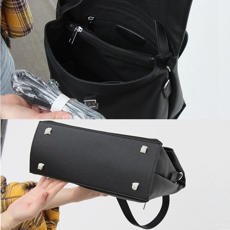 

Women Messenger Bag Business Handbags Genuine Leather Portable Briefcase Work Bags Vintage Commute Shoulder Crossbody Bag Black