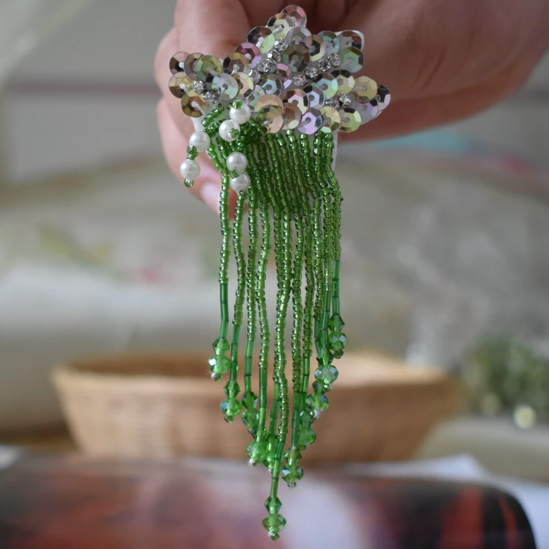 Блестящий цветок кисточкой бисером горный хрусталь патчи для одежды сумки шляпы