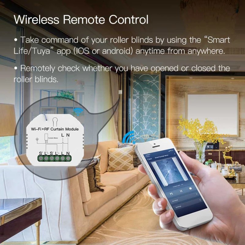 

New Curtain Switch DIY WIFI+RF433 Smart Relay Roller Blind Switch Module Smart Life/Tuya App Control Work With Alexa Google Home
