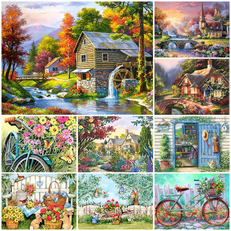 

5d алмазная живопись «сделай сам», пейзаж красивой страны, живопись, Набор для вышивки крестиком, мозаика, искусство, картина, вышивка, украше...