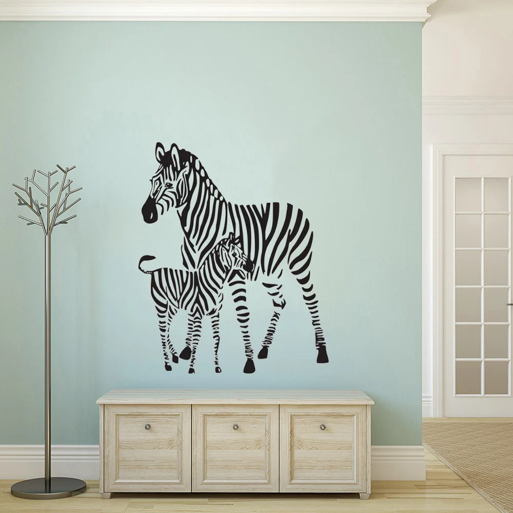 動物の壁のステッカー ゼブラ 大きなシマウマ ビニール 家の装飾 リビングルームのインテリアデザイン ウォール ステッカー Aliexpress