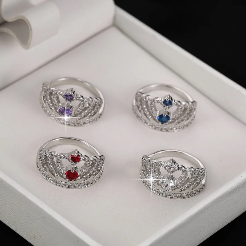 

Best Sales Europe And The United States Unique Line Crown Shape Set Zircon Women'S Ring