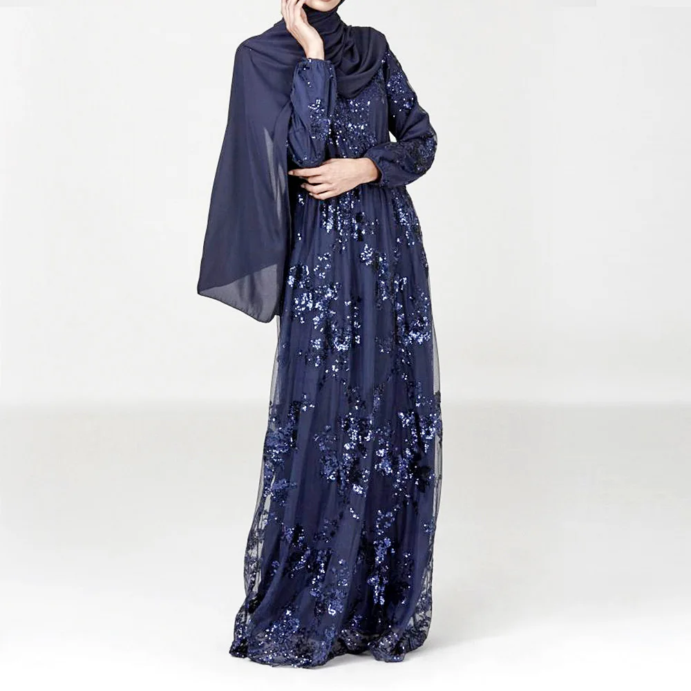 Блестки Abaya кружевная вышивка Дубай турецкие платья мусульманское платье Abayas для
