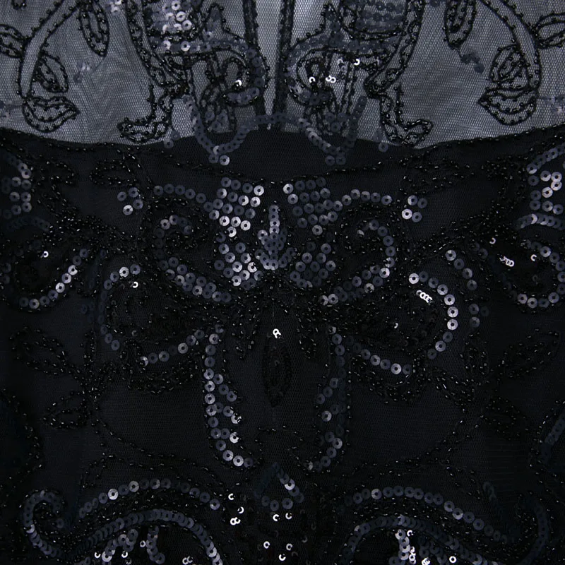 

Ladies Sleeveless Mesh Perspective Embroidery Beading Sequin Dress for Evening Party Vestido De Fiesta