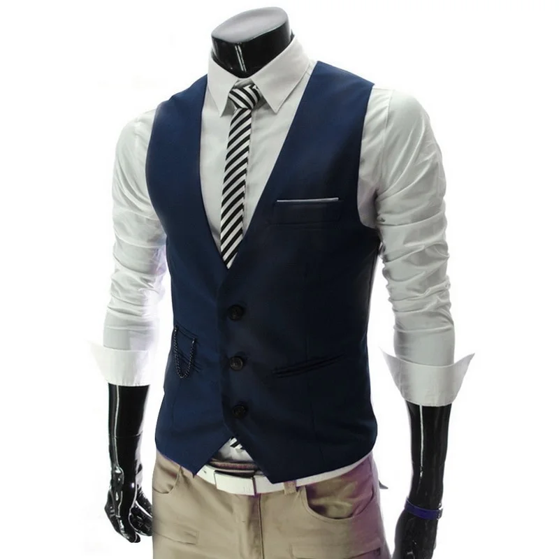 

2021 Dress Vests For Men Slim Fit Mens Suit Vest Male Waistcoat Gilet Homme Casual Sleeveless Formal Business Jacket New Arrival