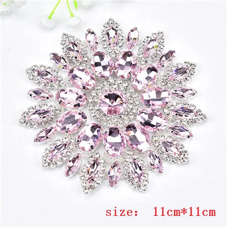pink in silver Высокое качество прозрачный кристалл AB аппликация СТРАЗА свадебное платье украшение стеклянные нашивки со стразами шитье для одежды DIY ткань - Цвет: pink in silver