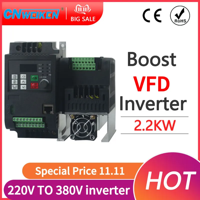 

220V/380V 0.75KW 1.5KW 2.2KW Inveter Three Phase VFD inverter Frequency Converter Variable Frequency Drive Motor Speed Control