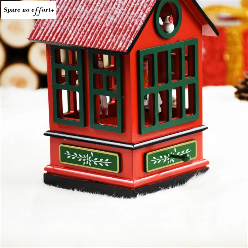 Adornos de navidad Деревянная Рождественская музыкальная шкатулка Новогоднее украшение Рождественская елка декорации и подарки на день рожденья Рождественский подарок для ребенка