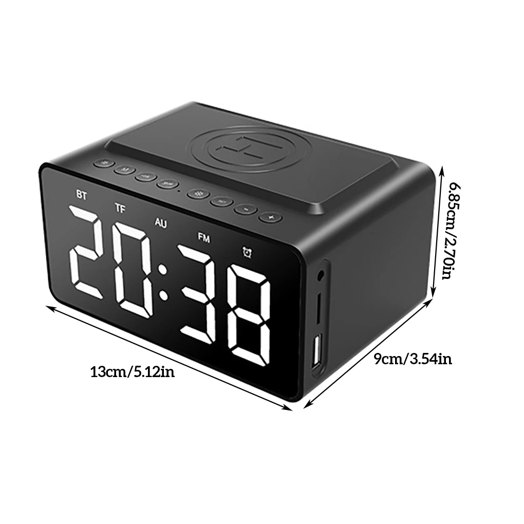 

Bluetooth Speaker Alarm Clock Cell Phone Wireless Charging Digital Alarm Clock Radio Outdoor Portable LED Bedside Clock