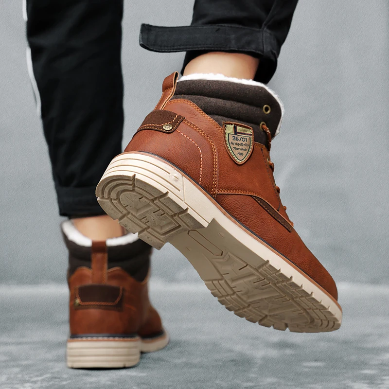 

Mens Boots Black Mens Shoes Casual Loafers Boots Men Leisure Hot Sale Sports Causal For Men's Winter Sneakers Leather
