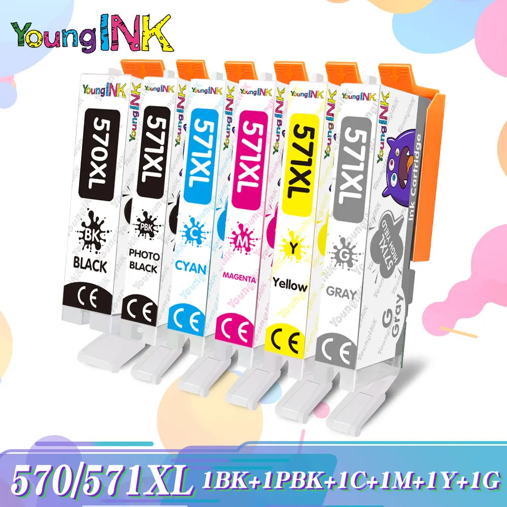 

6 Color Ink cartridge For Canon MG5751 MG5752 MG5753 MG 5750 5751 5752 5753 Ink cartridge PIxma printer ink cartridge PGI570