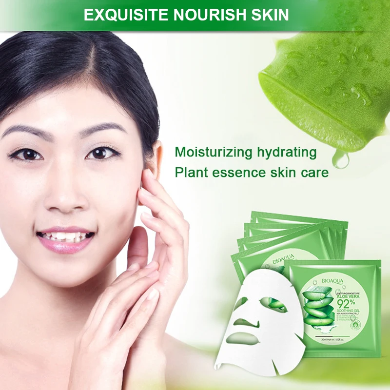 

10Pcs Natural Aloe Vera Gel Face Mask Moisturizing Oil Control Shrink Pores Facial Mask Wrapped Mask cosmetic Skin Care