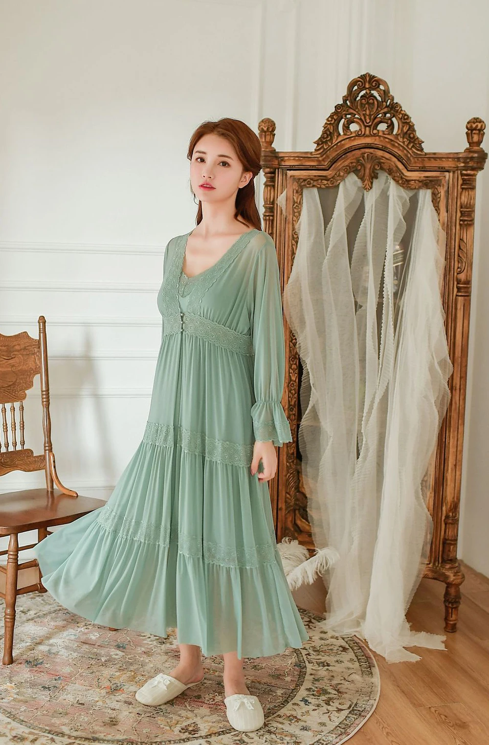 Женская ночная рубашка, халат, Vestido, ночное белье, платье для сна, белье с длинным рукавом, кружевное Ночное платье, пижама, халат для подружки невесты
