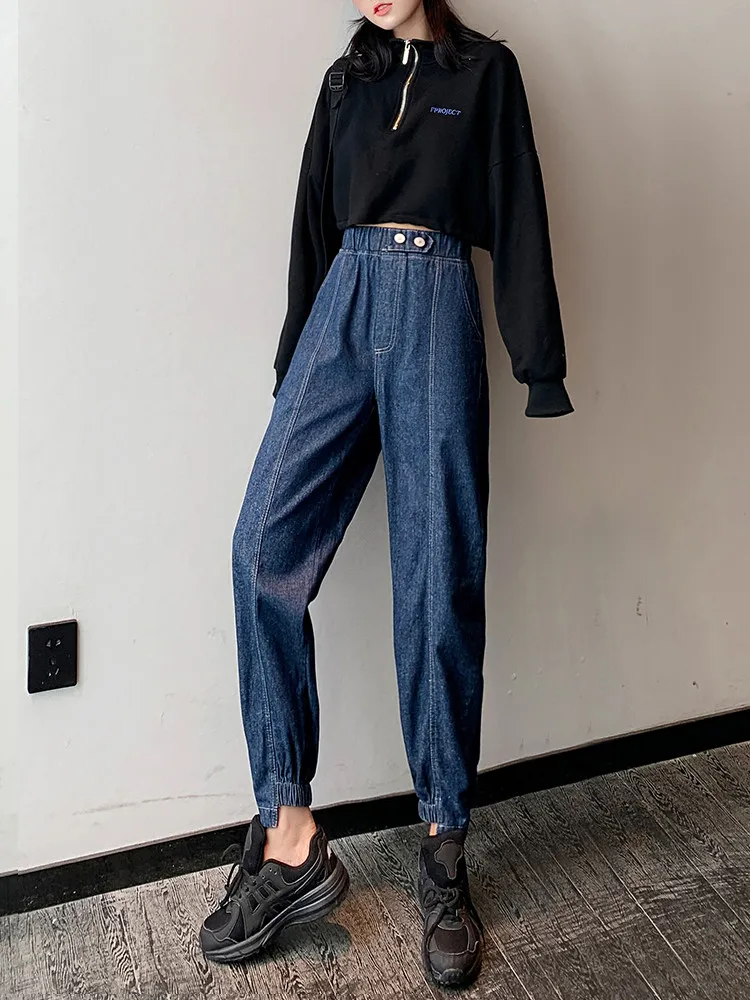 

Jeans Women's 2021 New Spring and Autumn Straight Loose Small High Waist Slimming Thin Harem Daddy Pants Cargo Pants Women