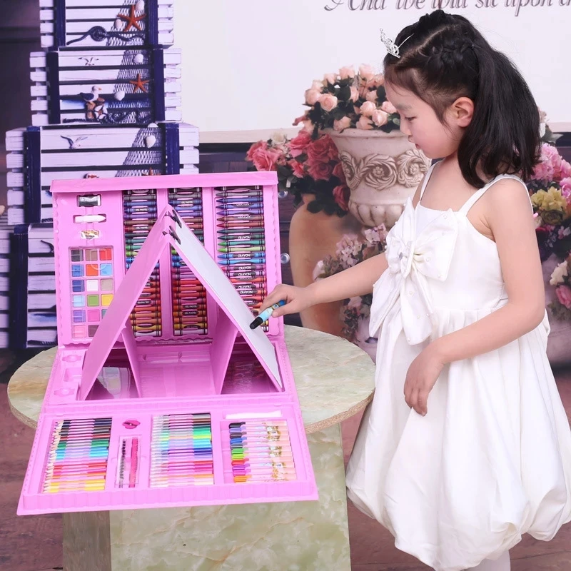 

176 Colors Children's watercolor brush set with Gifts Box painting brush hand drawing for student kindergarten Birday Gift