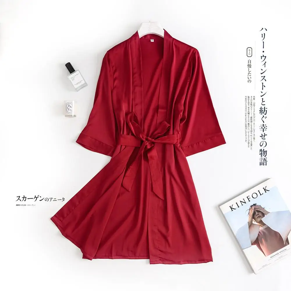 wine red Jrmissli индивидуальный дизайн свадебный наряд для подружки невесты и невесты свадебный халат для женщин пижамы шелковая мантия женщин - Цвет: wine red