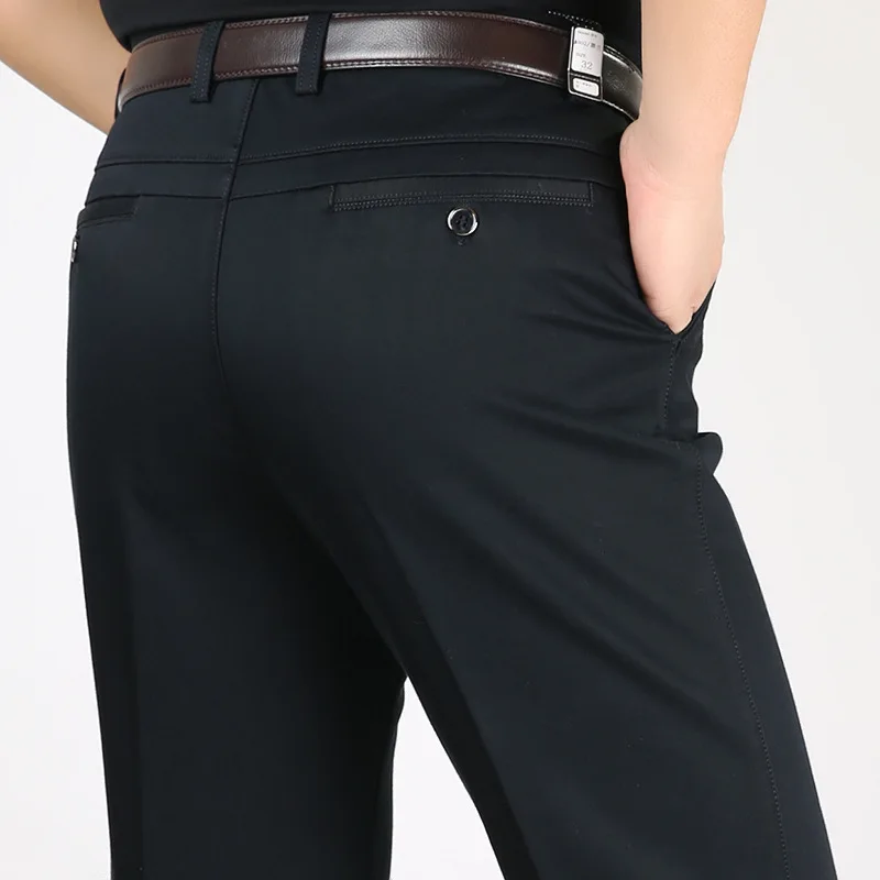 

802 мужские прямые брюки с высокой талией, тонкие Стрейчевые Роскошные деловые повседневные Простые свободные однотонные брюки разных цветов