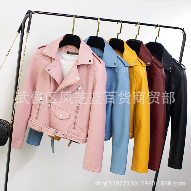 Женская мотоциклетная куртка из мягкой кожи коричневая или черная повседневная