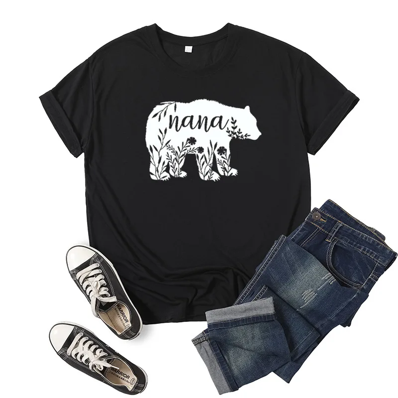 

Nana Bear Letter Print Women T Shirt Short Sleeve ONeck Loose Women Tshirt Ladies Tee Shirt Tops Clothes Camisetas Mujer
