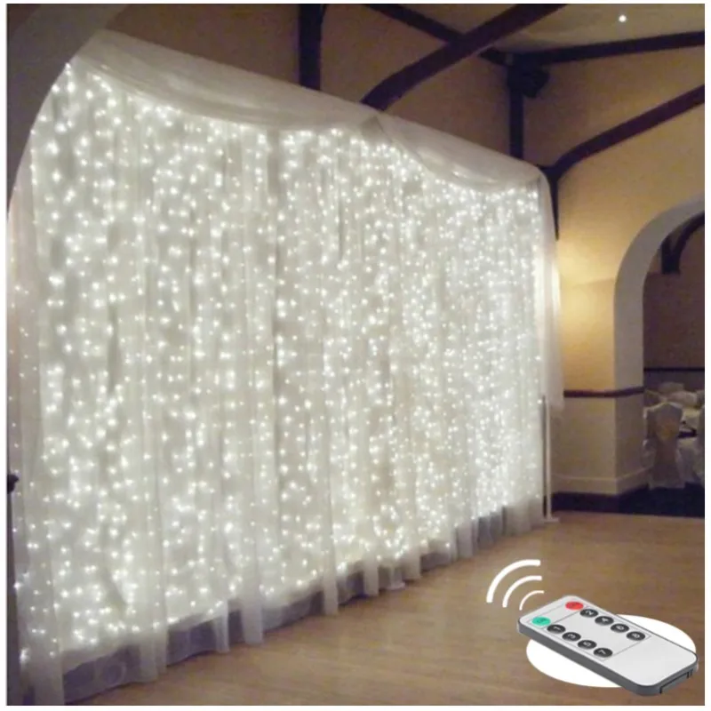 Светодиодные оконные Шторы светильник 3x3 м 304 светодиодов сосульки Звездное Фея s