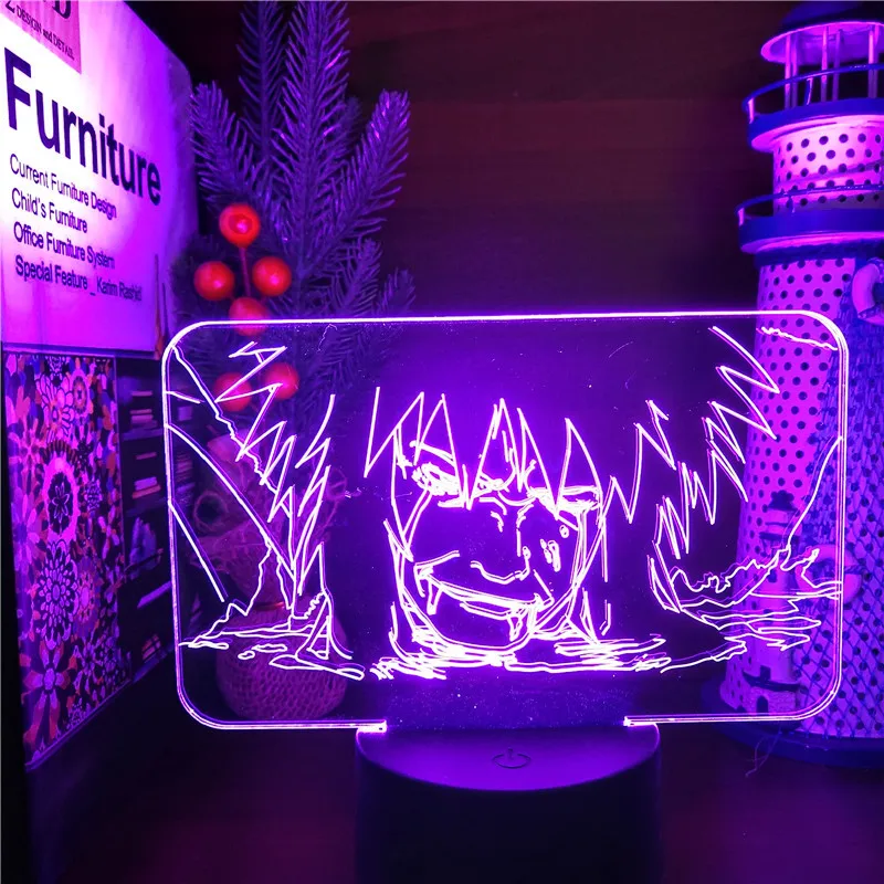 Naruto 3D Night Light The Death Of Jiraiya LED Lamp Anime Figure Lampara Jiraiya Shippuden Manga Desk Table Lampe Sunset Lights