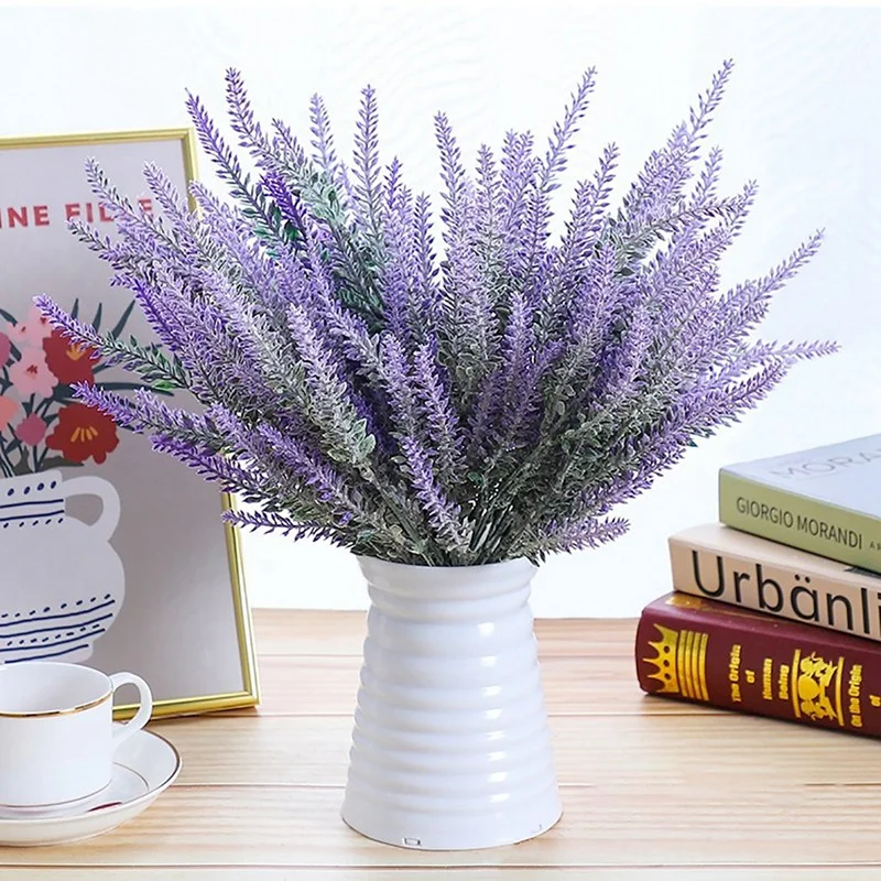 

1 Bundle Artificial Flowers Romantic Provence Lavender Plastic Wedding Decorative Vase for Home Decor Grain Christmas Fake Plant