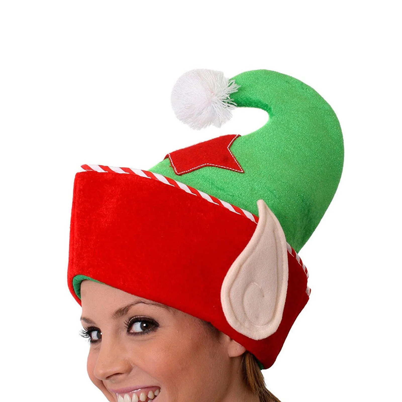 

New Year Plush Christmas Headband Ears Striped Trousers Hair Accessories Trousers Hat Santa Claus Gift Warm Winter