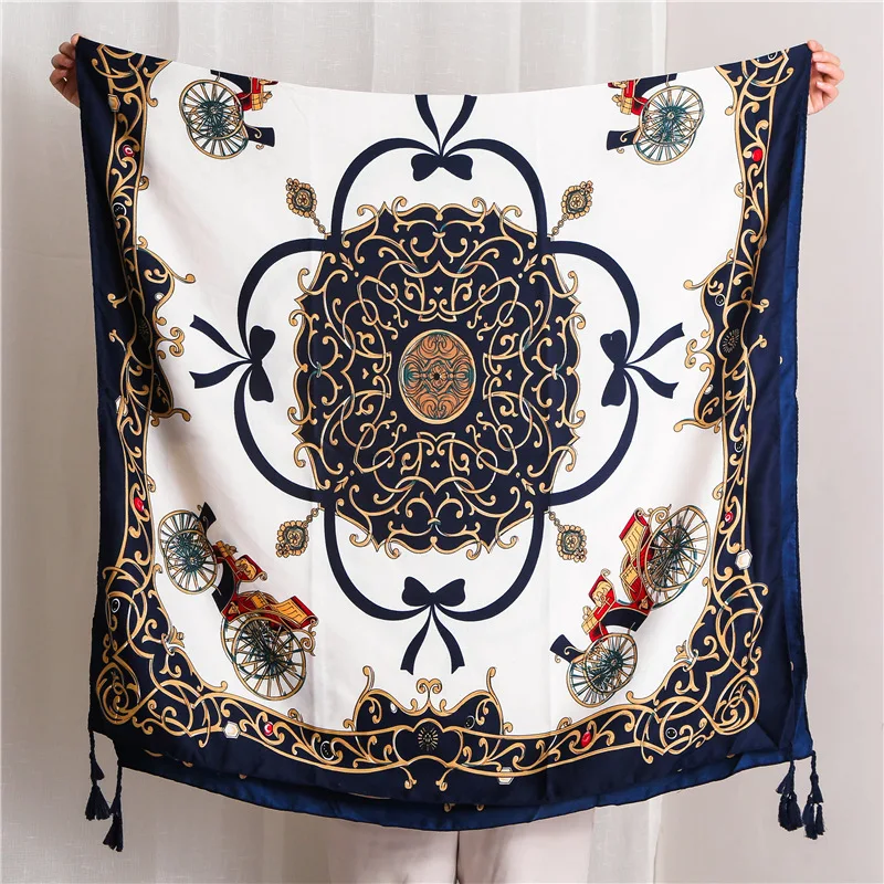 

Шарфы для женщин, роскошные брендовые шарфы с рисунком лошади, дизайнерский хиджаб, длинный шарф, шали с кисточками, Саржевые шарфы