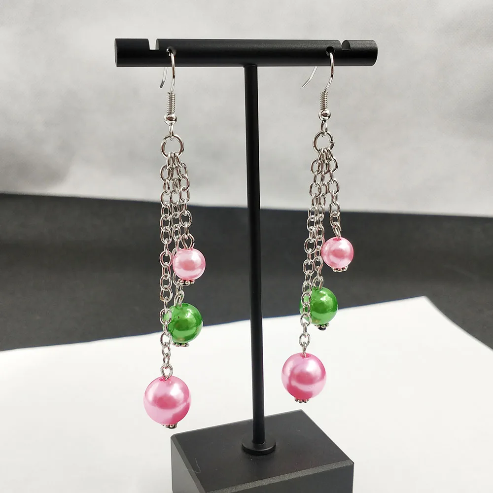 Греческие Серьги-Подвески ручной работы из металлического сплава с розовым и