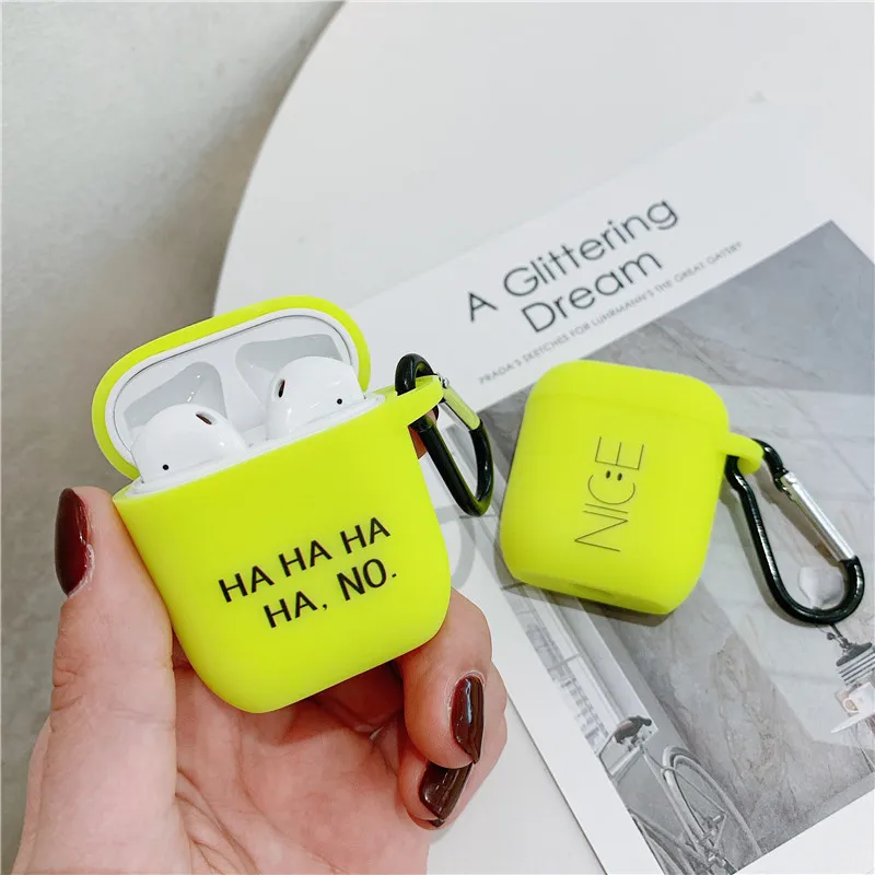 Флуоресцентные цветные буквы чехол для Apple Airpods 2/1 милый Bluetooth наушники мягкий Airpod