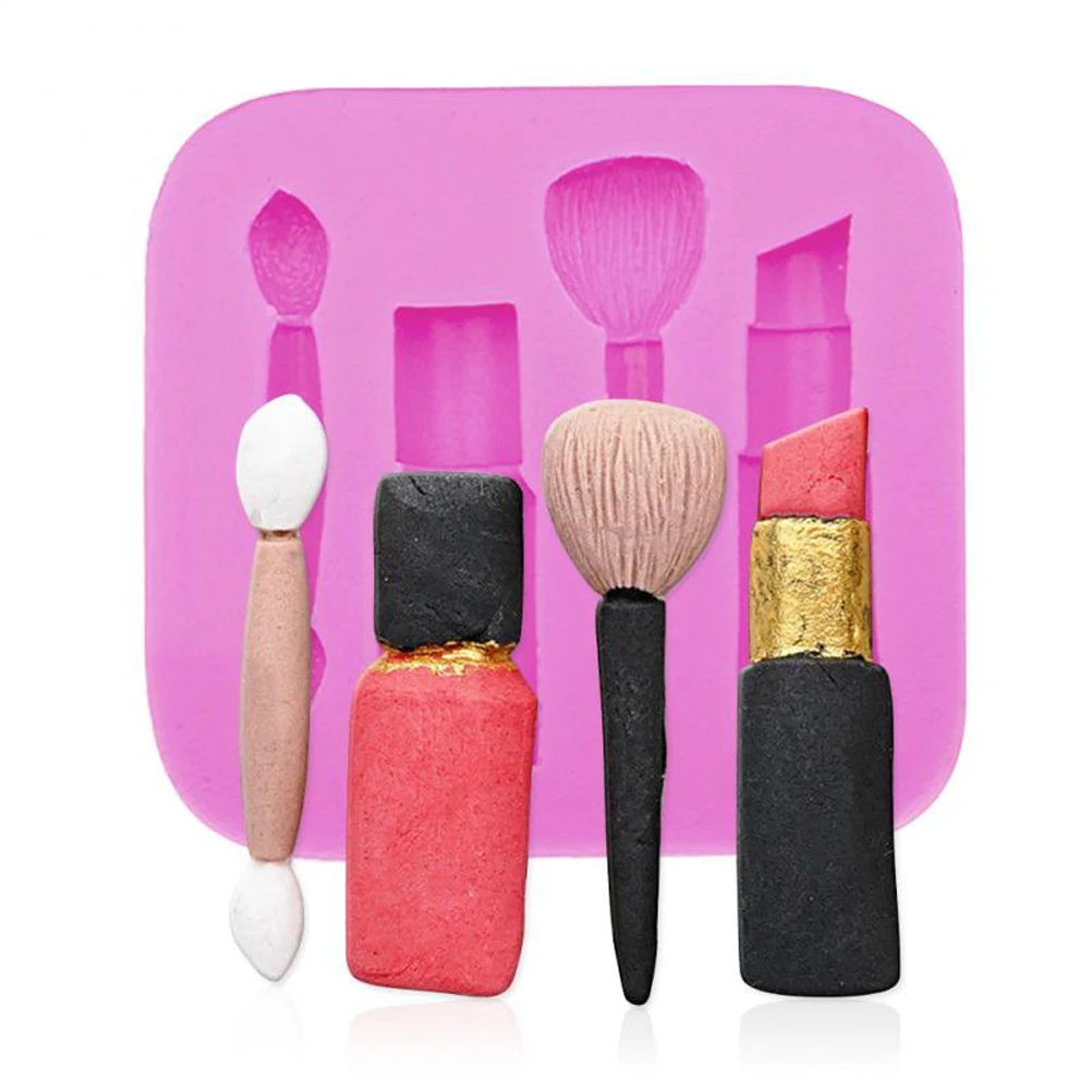 

Women's cosmetics food grade silicone mold nail polish beauty brush mold kitchen cake chocolate party DIY baking tool
