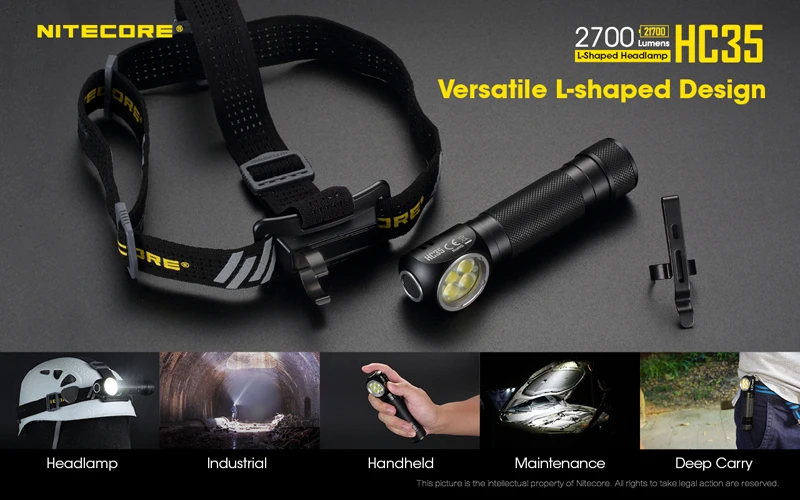 2700 люмен Nitecore HC35 4 x CREE XP-G3 S3 светодиоды следующего поколения 21700 Г-образный налобный фонарь с аккумулятором 4000 мАч