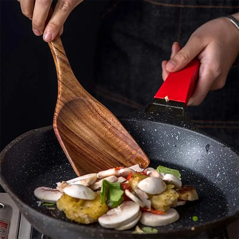 

7Pcs Kitchen Utensils Set Natural Teak Wood Spatula Soup Spoons Colander Soup Scoop Cooking Tool Mixing Set