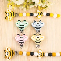 kovict 3pcs cartoon bee baby silicone clip rodent molar chewing beads food grade diy baby pacifier chain nursing accessorie