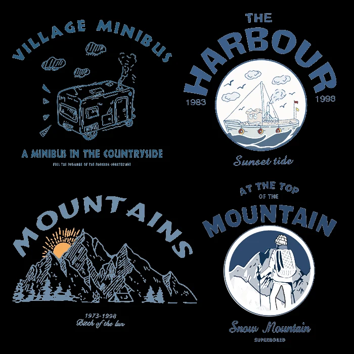 

Bus Climb the mountain heat transfer Peak Outdoor travel clothing sports backpack ironing stickers DIY decorative patches