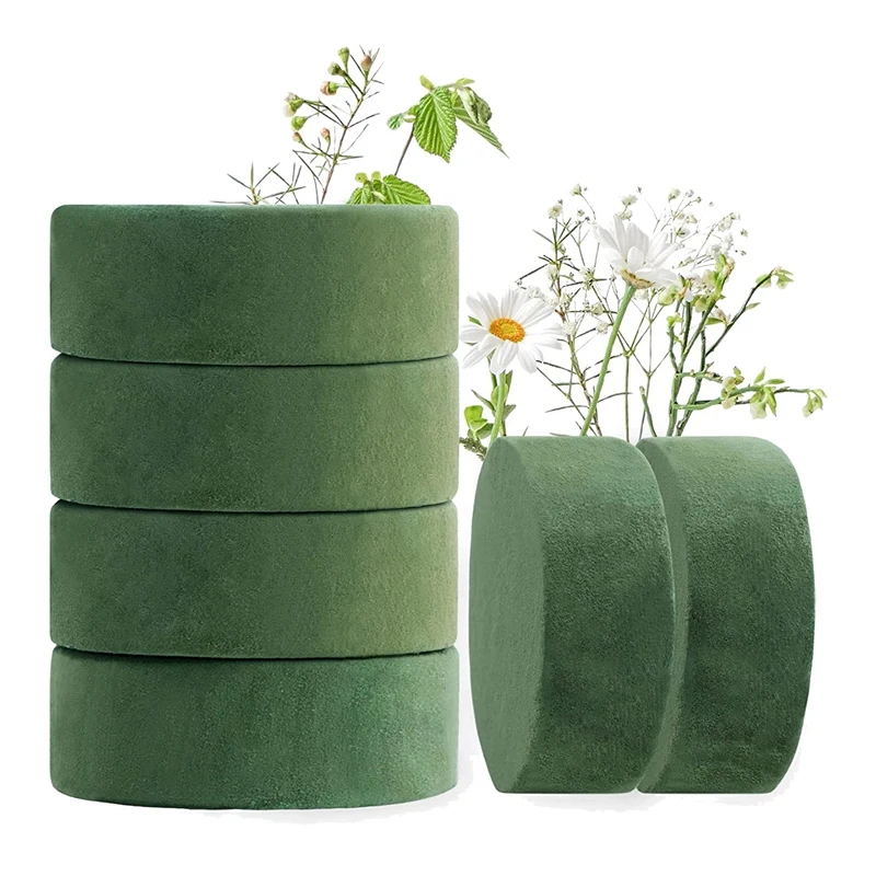 

HOT-6 Pcs Round Floral Foam Blocks,4.72 Inch Dry Floral Foam for Artificial Flowers,Craft Project,Wedding Party Decoration