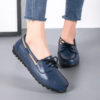autumn 2021 new womens shoes single shoes peas shoes flat shoes lace up mother shoes flat heel large size womens shoes