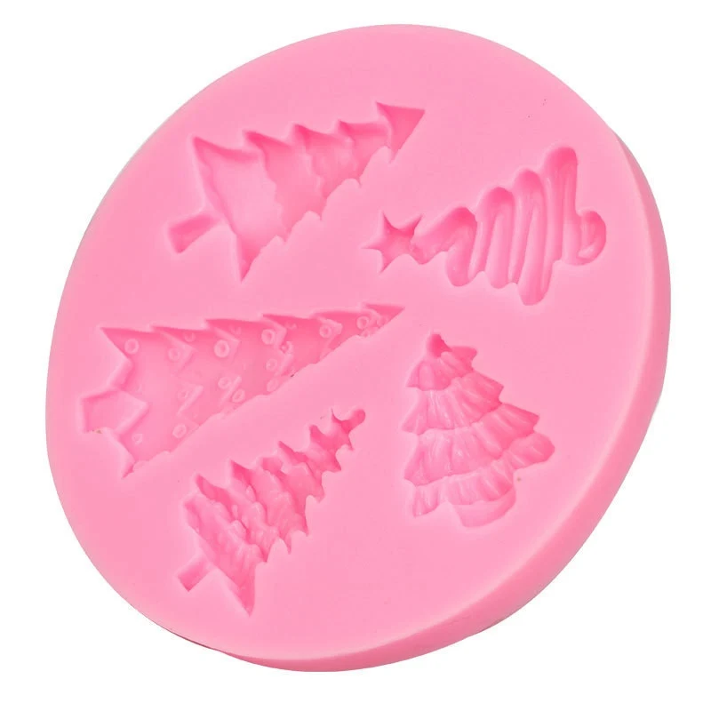

5 Holes Christmas Trees Silicone Fondant Cake Topper Mold Mould Chocolate Candy Baking Tool