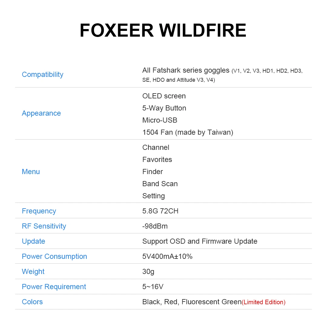 Двойной приемный модуль Foxeer Wildfire 5 8G для очков Fatshark Dominator всех серий V1 V2 V3 V4 HD3 HDO