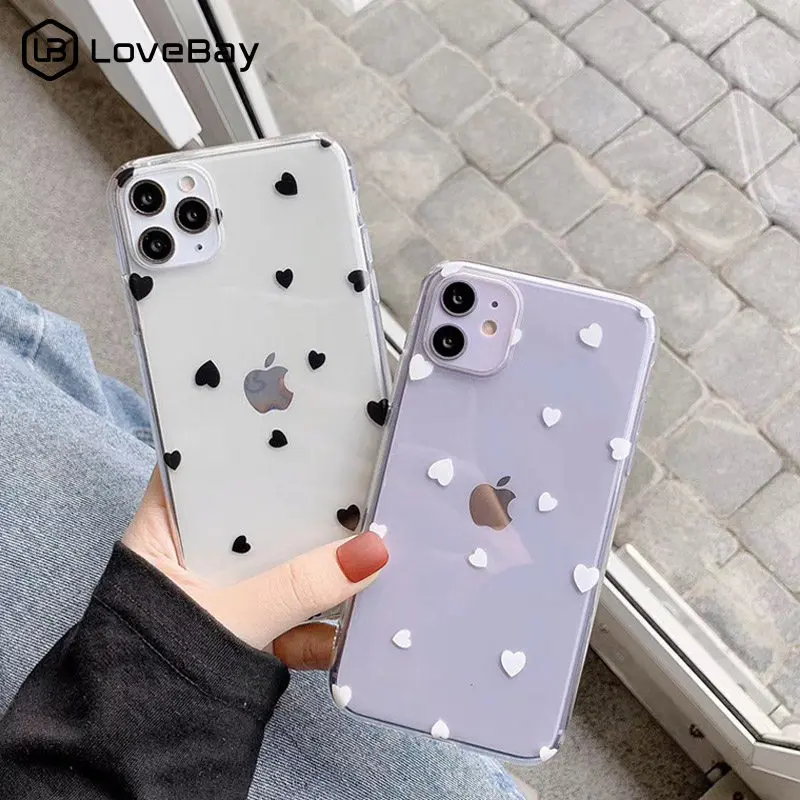 Милый прозрачный силиконовый чехол Lovebay с сердечками для iPhone 11 Pro X XR XS Max 7 8 6 6s Plus 5 2