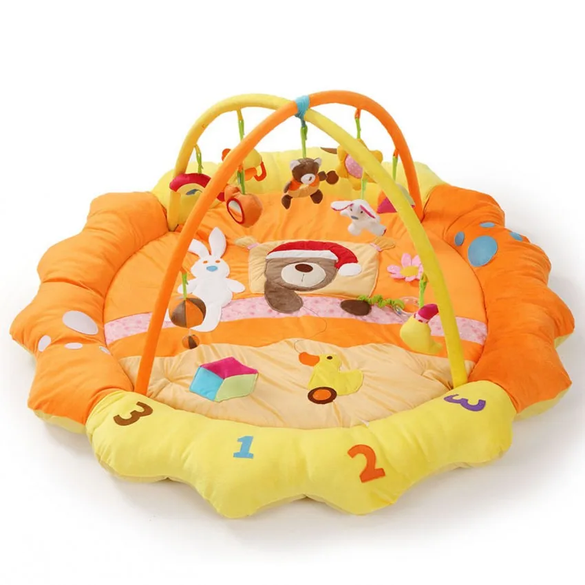 Забавный детский игровой коврик с медведем для занятий спортом гимнастический