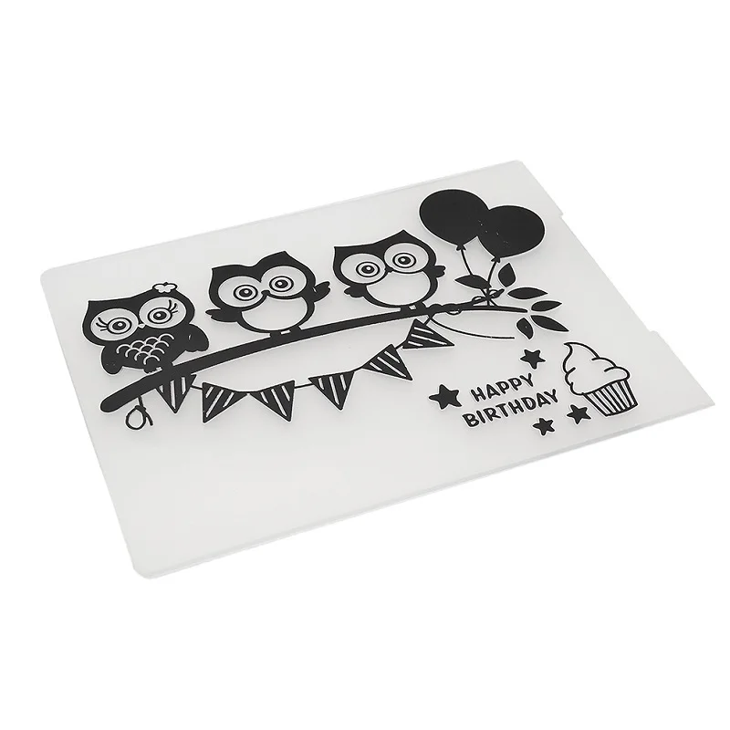 Симпатичная сова с днем рождения пластиковая папка для тиснения скрапбукинга