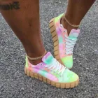 Женские кроссовки, разноцветные, на платформе, со шнуровкой, спортивные, повседневные, для прогулок, 2021