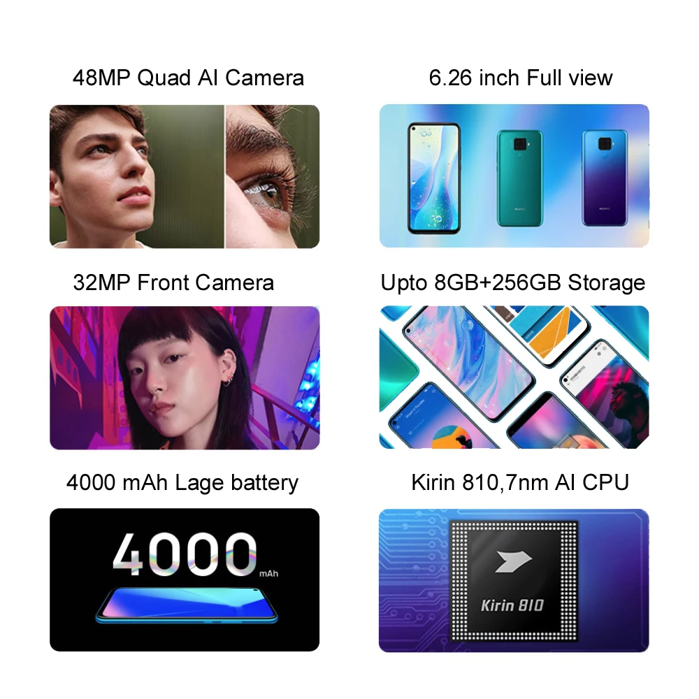 Новинка, смартфон huawei Nova 5i Pro, четырехъядерный, камера Google play, 6,26 дюймов, 8G, 128 ГБ, Kirin 810, четыре ядра, 4000 мА/ч, отпечаток пальца, 48 МП