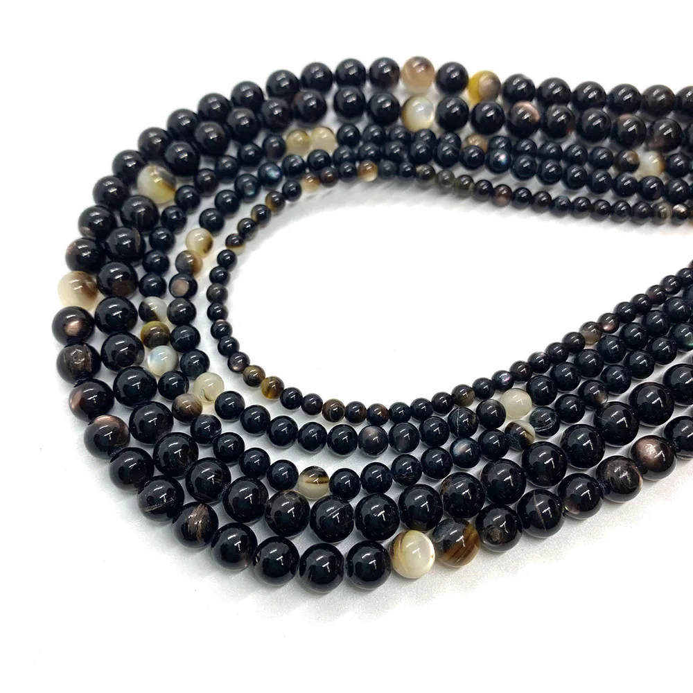 

Natural Shell Beads Black Bulk Round Shape Used for DIY Jewelry Charm Necklace Bracelet for Women Trinket Chain Accessories