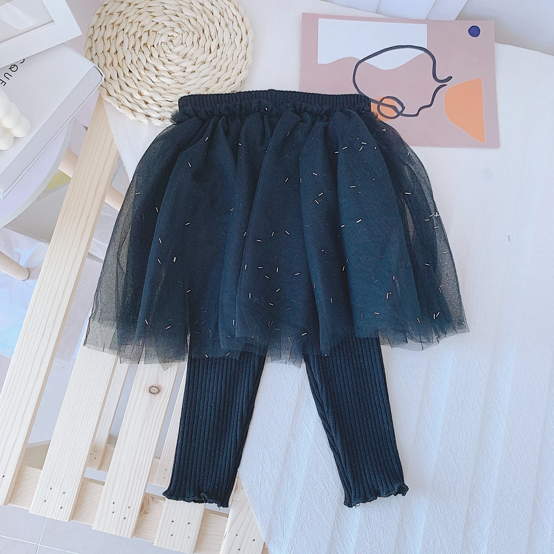1-4 Y Baby Girls Culottes Fashion Net Yarn Sequins Skirt Knitted Wool Pants for Girl Kids Cute Korean Leggings Toddler Trousers | Детская
