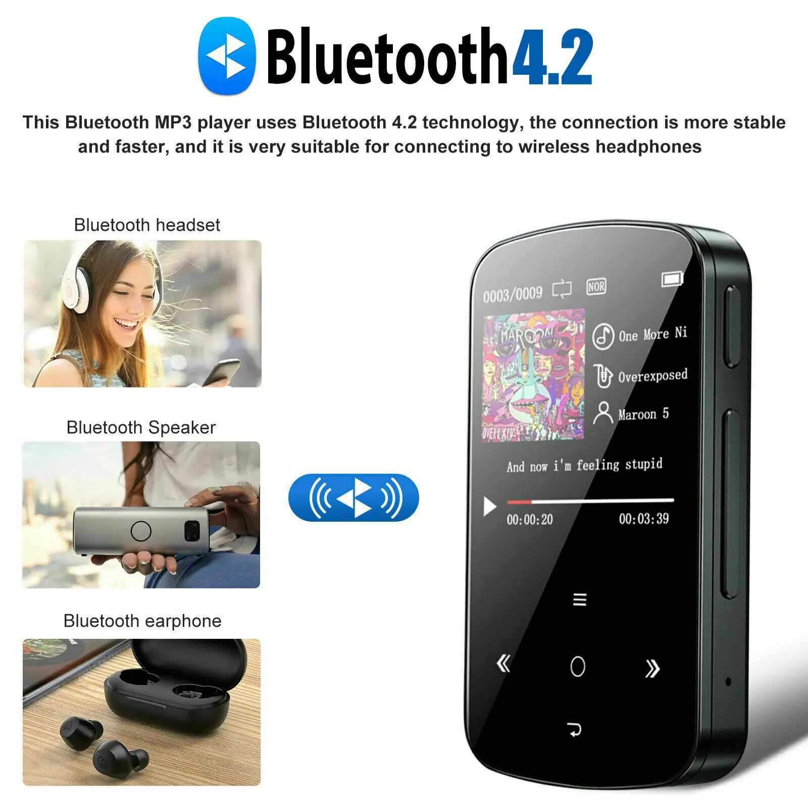 MP3-плеер 32 Гб HiFi без потерь звука Bluetooth клипса музыкальный Диктофон FM-радио |